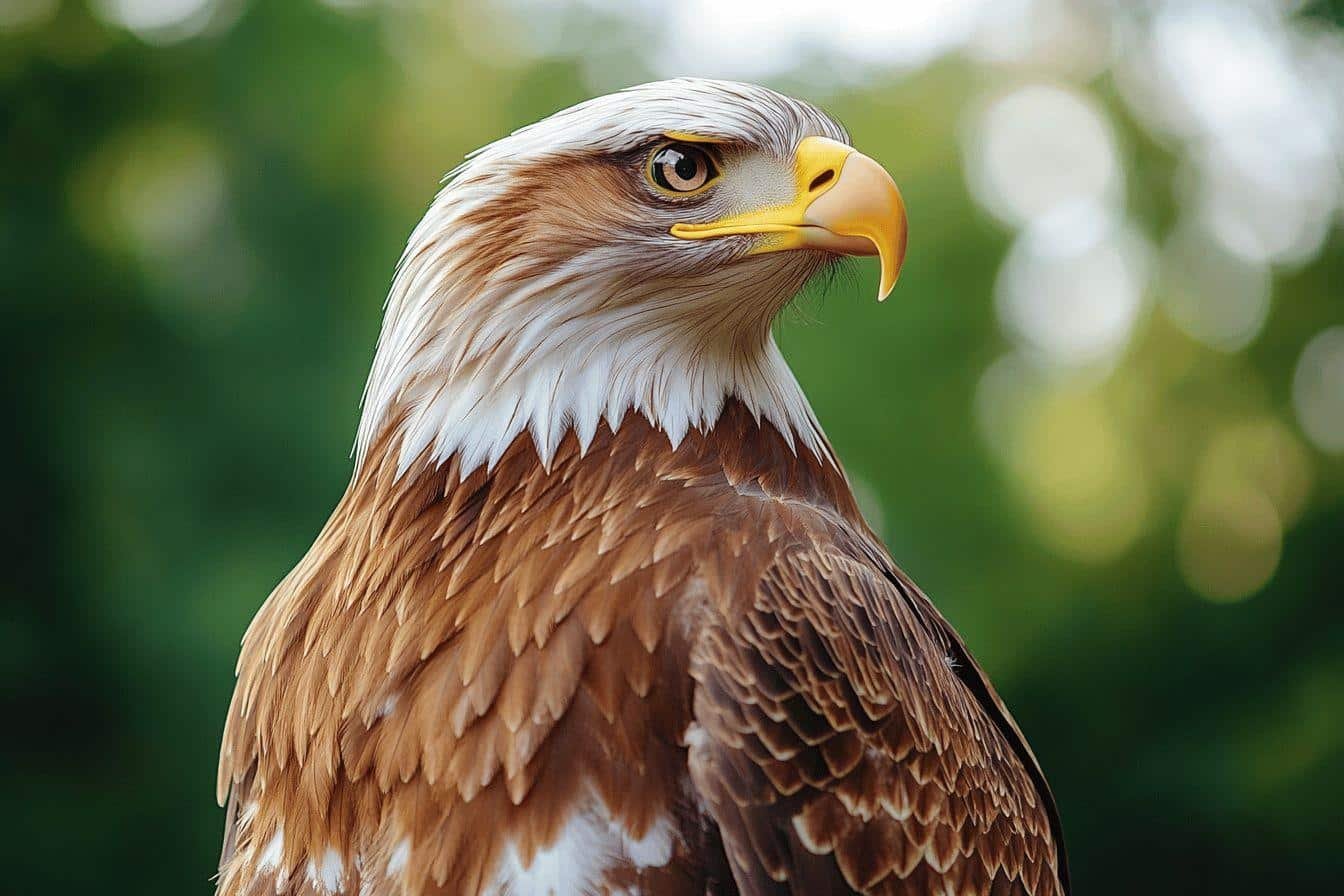 Portrait rapproché d'un aigle à tête blanche avec un plumage élégant