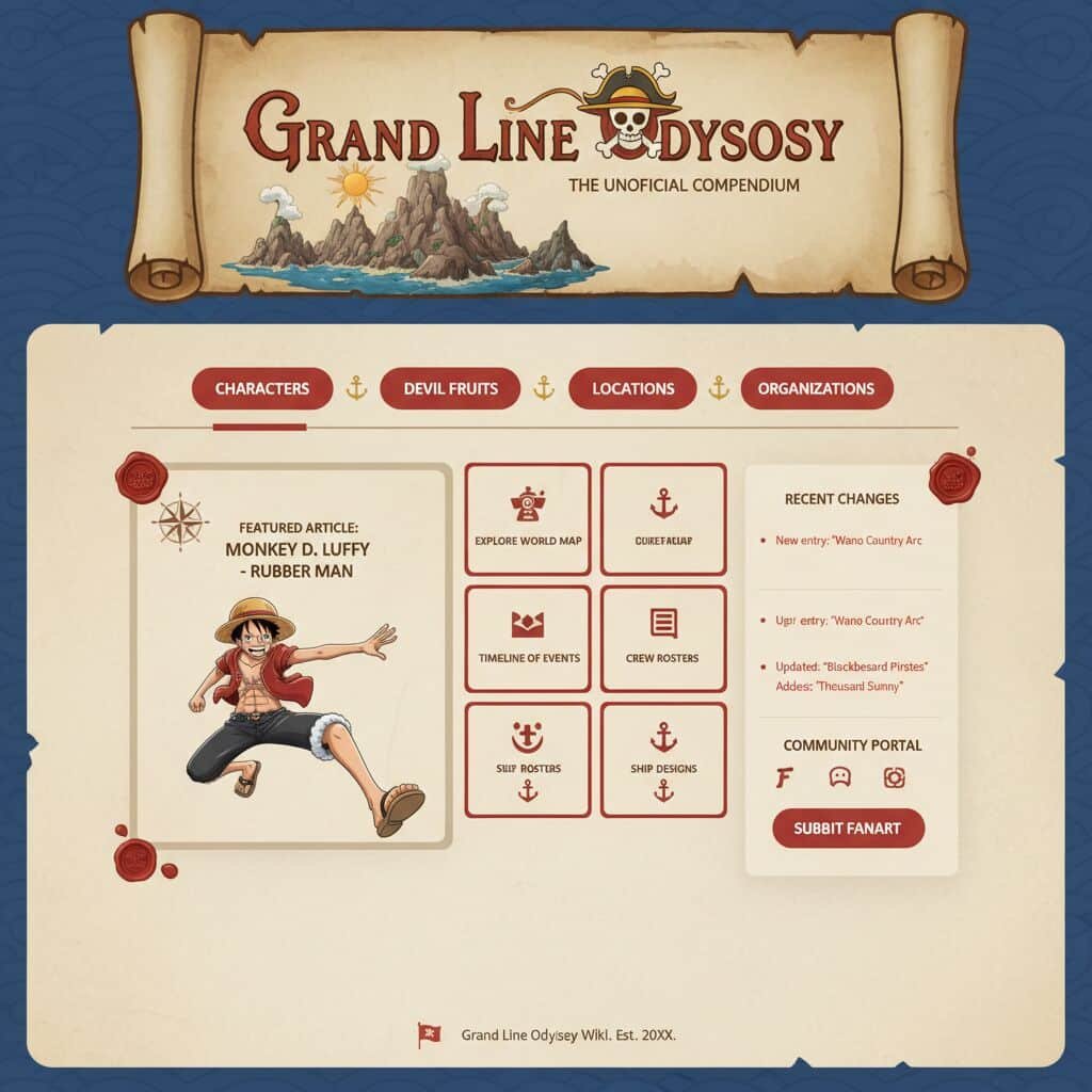 Découvrez le One Piece Wiki français, une encyclopédie complète et collaborative dédiée à l'univers de One Piece, avec des informations détaillées sur les personnages, les arcs, les lieux et bien plus encore.