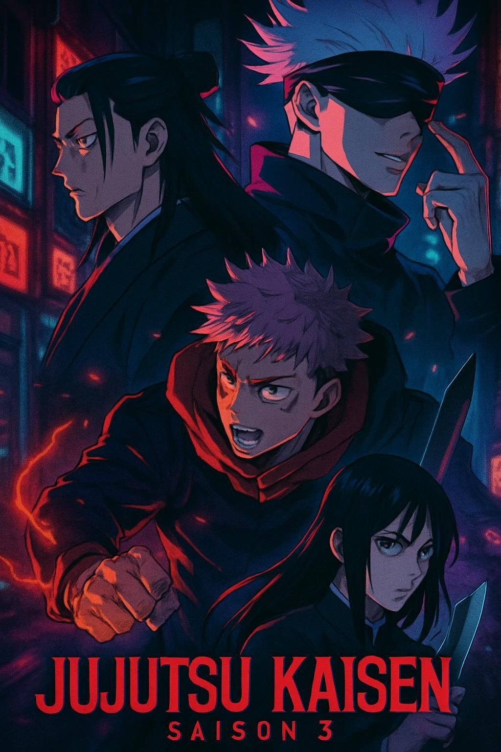 Regarde Jujutsu Kaisen saison 3 en version française (VF) sur Crunchyroll, la plateforme officielle pour profiter des épisodes en streaming de la série populaire.