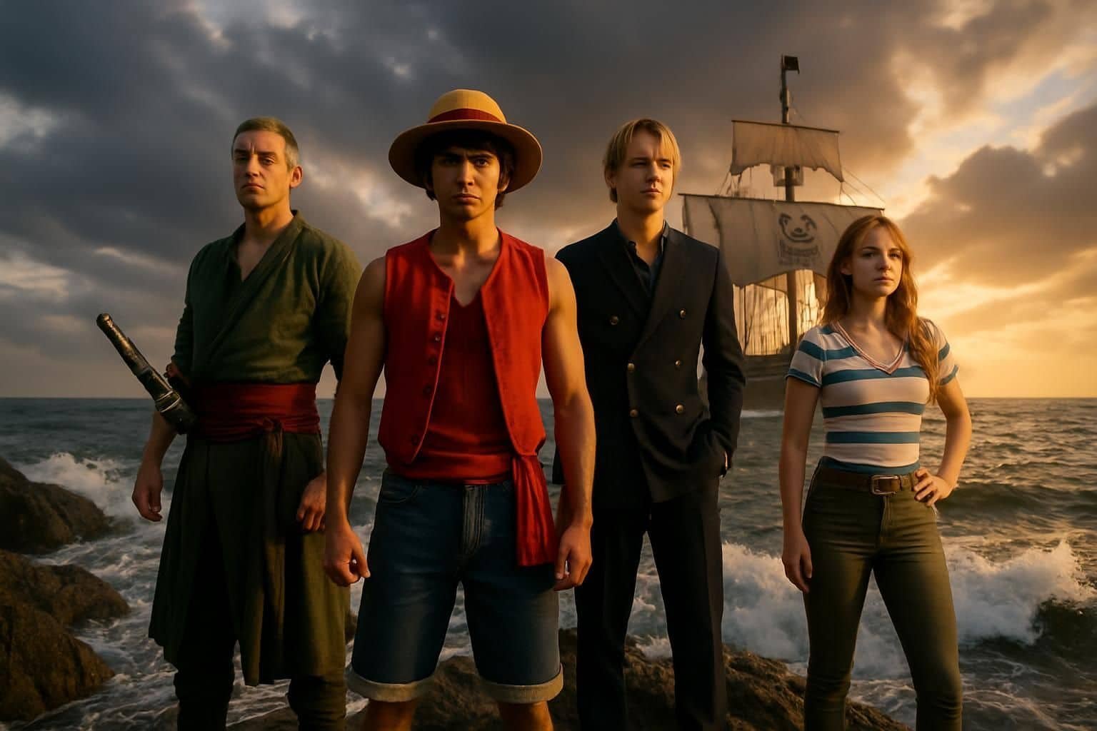 Découvrez One Piece Live Action, la nouvelle série Netflix adaptée du célèbre manga. Embarquez pour une aventure épique pleine de pirates, d'amitié et de mystères.